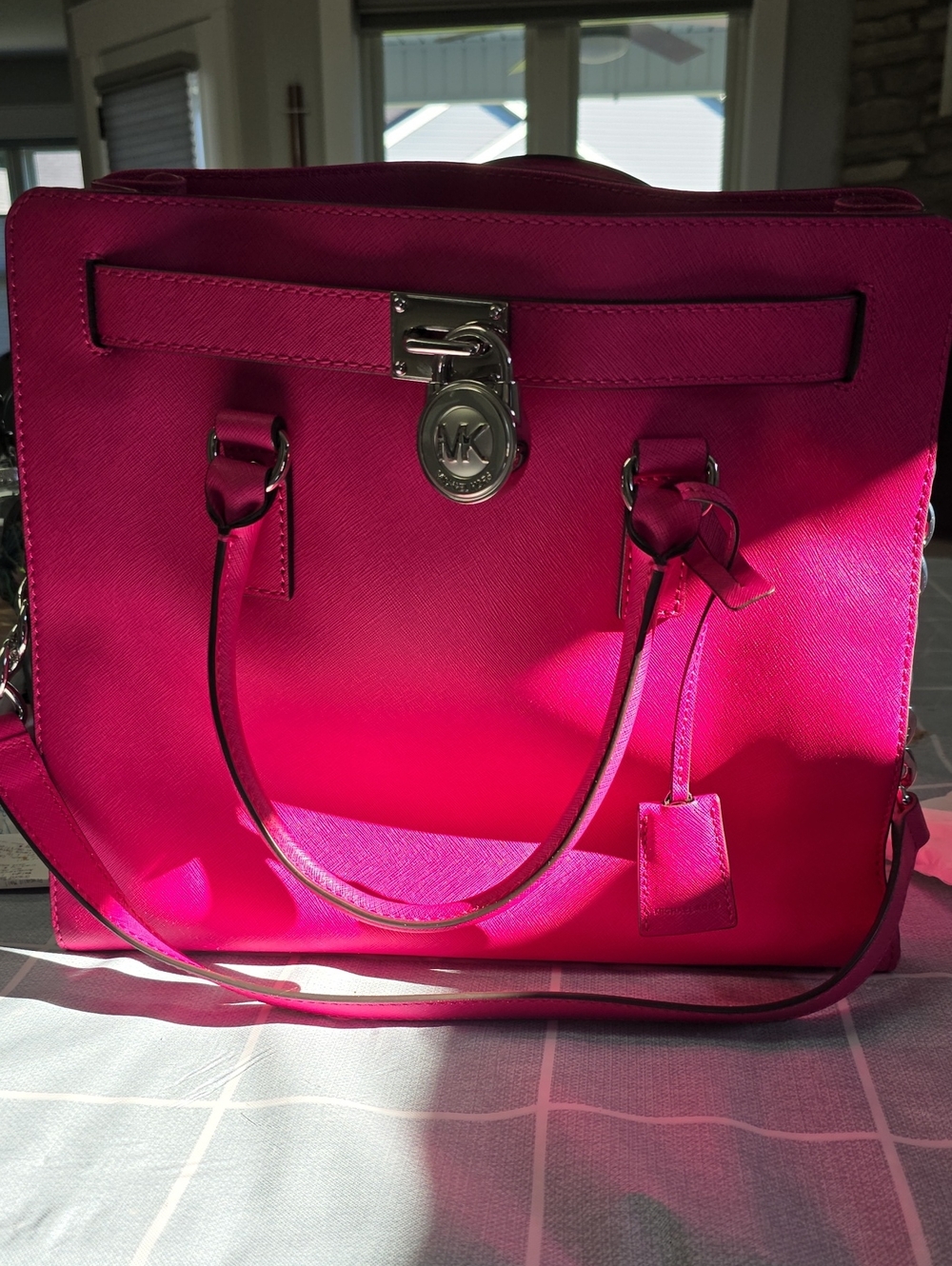 Michael Kors Saffiano Tote in Hot Pink